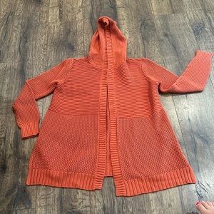 Marled Hooded Cardigan Sweater